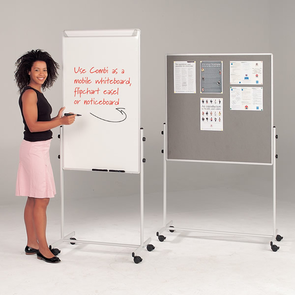 Combi Mobile Information Board (Side 1 - Pinboard | Side 2 - Whiteboard)